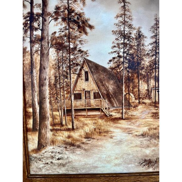 Cabin in the Woods Original Painting by Constance Legler Smith Y2K - Picture 4 of 5